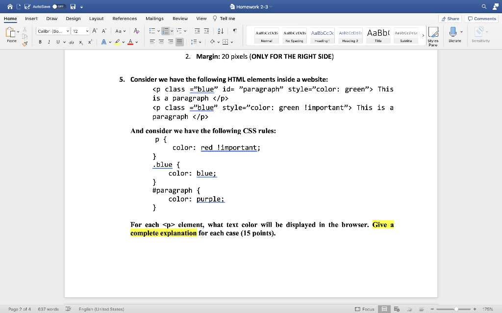 5. Consider we have the following HTML elements inside a website: