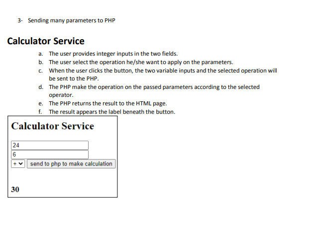 to php to make calculation Color Service ask the php to send