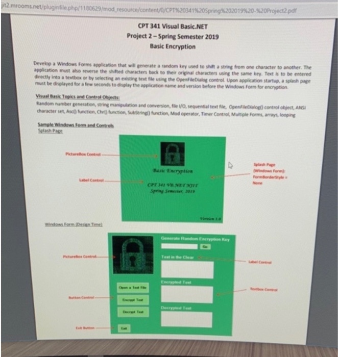  le php/1180629 CPT%20341%20Spring%20201 9%20-%20roject2.pdf CPT 341 Visual Basic.NET Project 2-Spring Semester