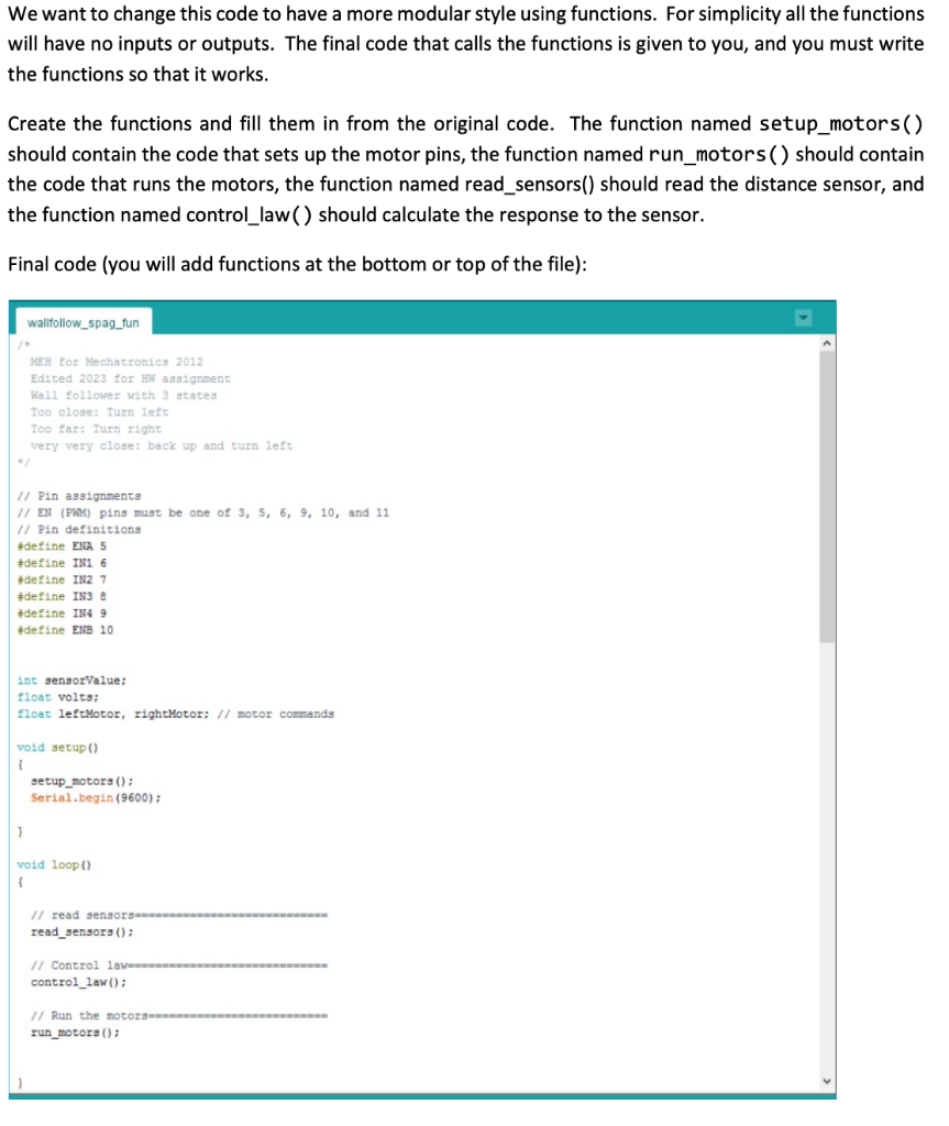 This code is for Arduino. Original code: // Pin assignments // EN