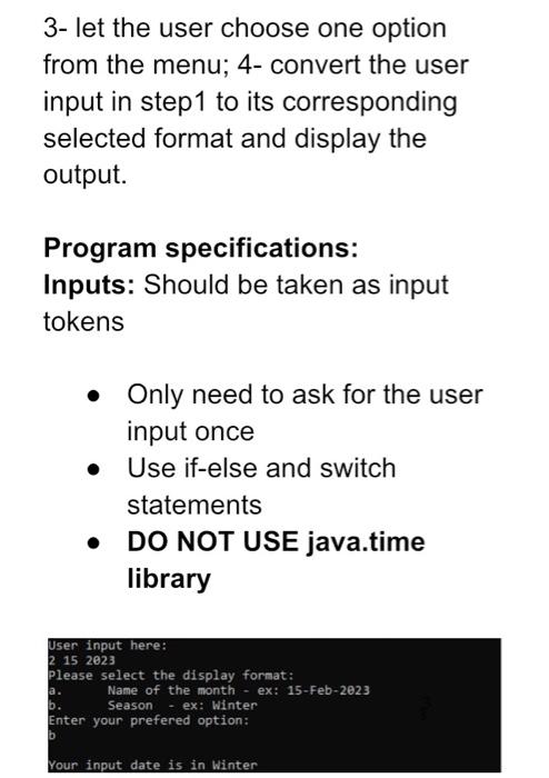 instructions please! JAVA LANGUAGE Write a class called Date, define appropriate data/attributes,