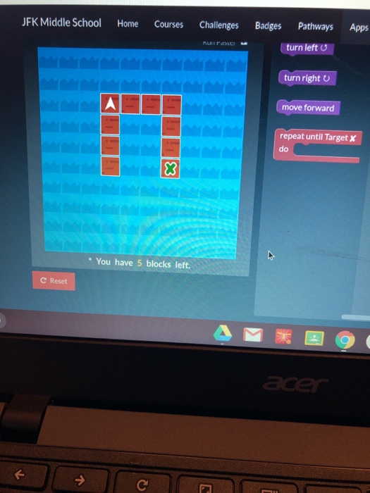 please solve JFK Middle School Home Courses Challenges Badges Pathways Apps Nura