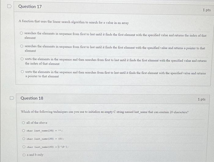  A function that uses the linear search algorithm to search for