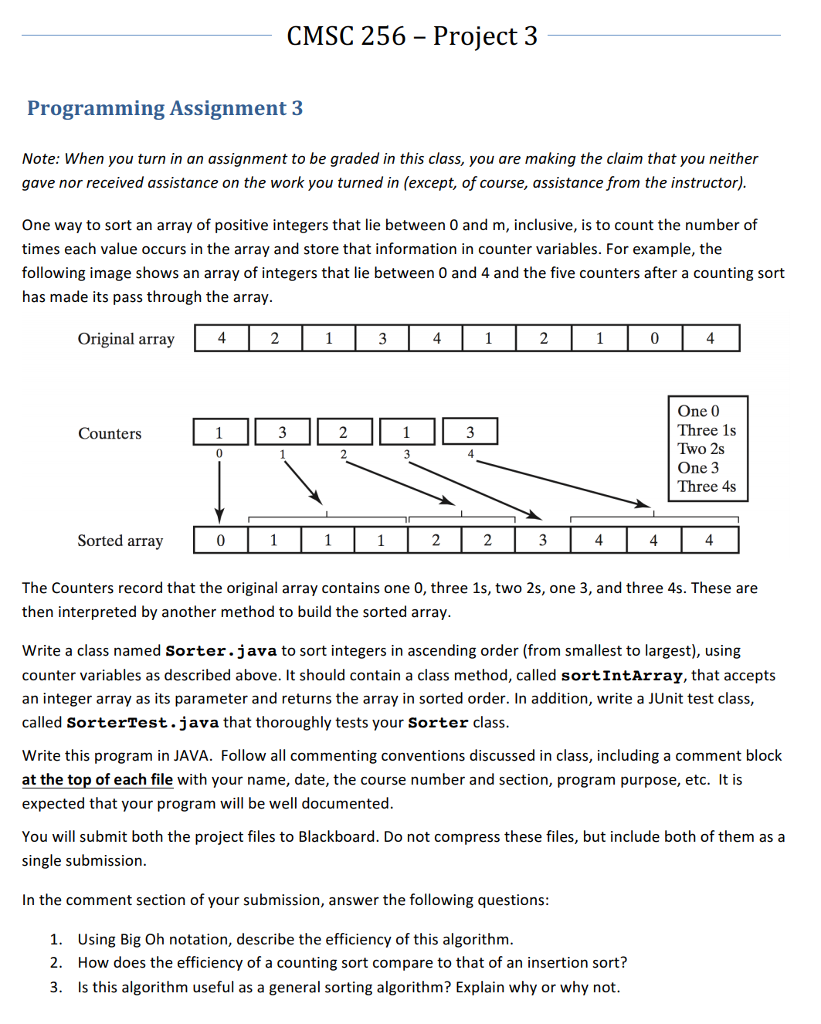  CMSC 256 - Project 3 Programming Assignment 3 Note: When you