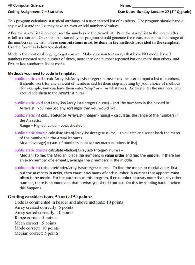Computer Science - Java Please include all code for my reference. This