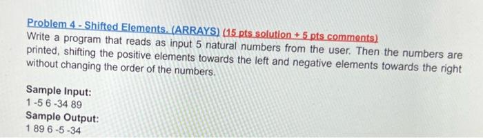 a correct output as shown in the question. Problem 4 - Shifted