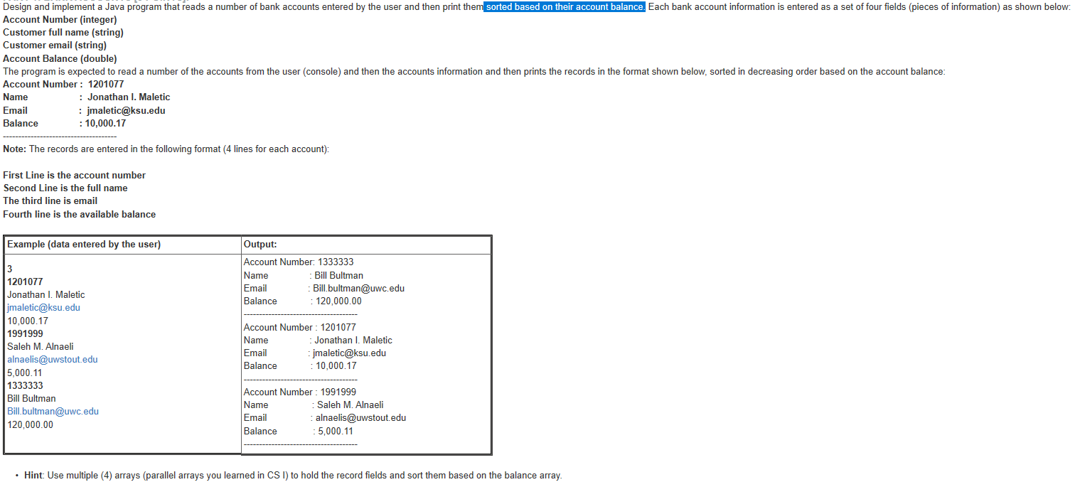  Design and implement a Java program that reads a number of