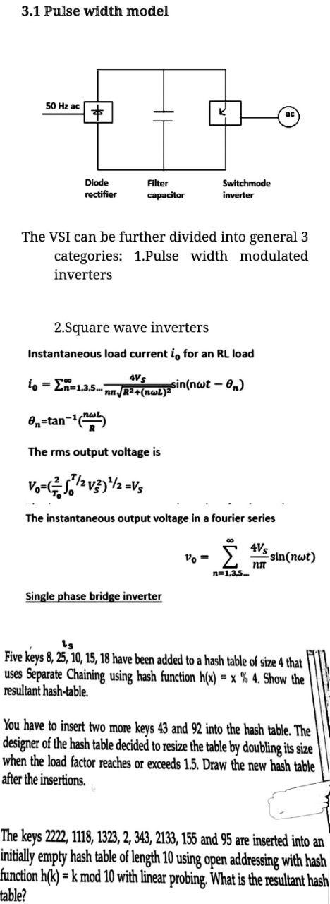 Computer science 3.1 Pulse width model 50 Hz ac * Dlode rectifier