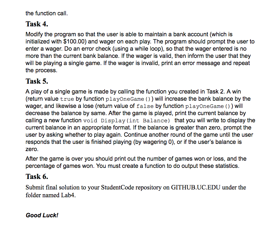 chance. Consider the following simple dice game Game Rules: You pick a