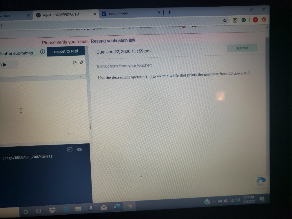  create a program Docs X repl.it - HOMEWORK 1-4 W Yahoo