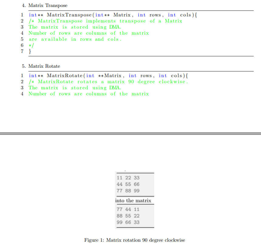 NOT BE USED . Q3: Matrix Operations A matrix is a collection
