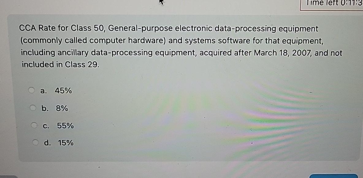  CCA Rate for Class 50, General-purpose electronic data-processing equipment (commonly called