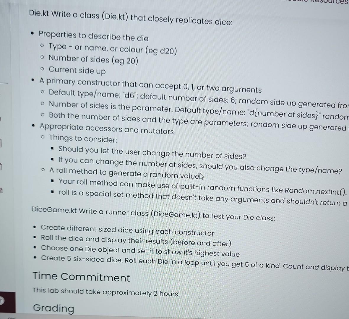  how to do coding using kotlin Die.kt Write a class (Die.kt)