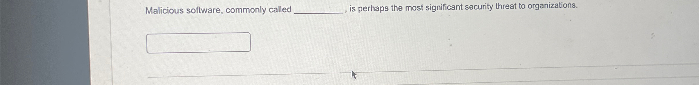  Malicious software, commonly called is perhaps the most significant security threat