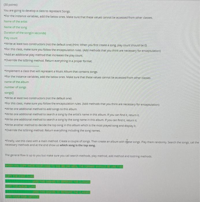 java (fast answer please) (30 points) You are going to develop a