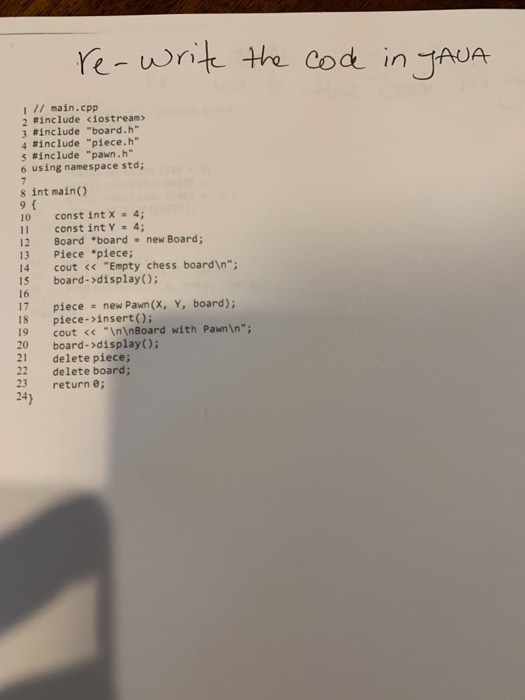 Change this code from C ++ to Java. re-write the code in