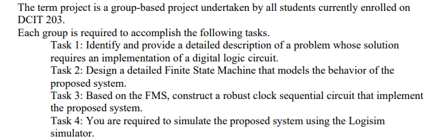  The term project is a group-based project undertaken by all students