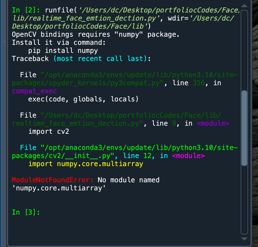  I am using Spyder to do a Computer vision project, and