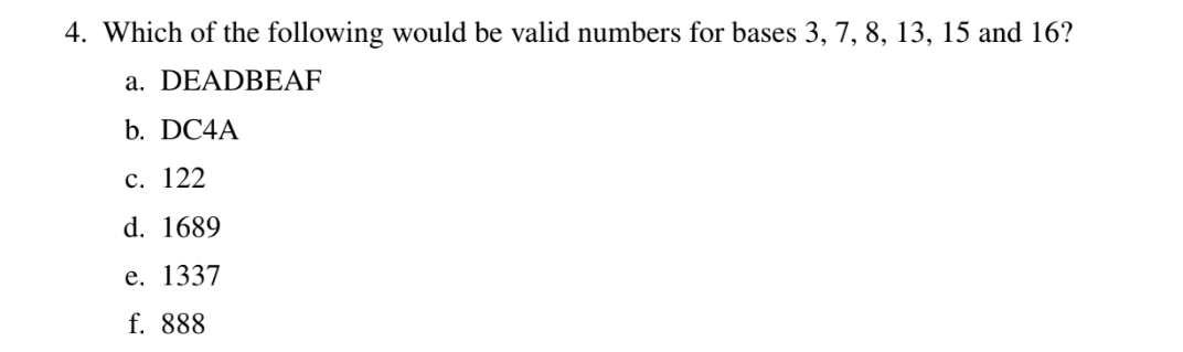 How do I check numbers that are valid for each bases ?