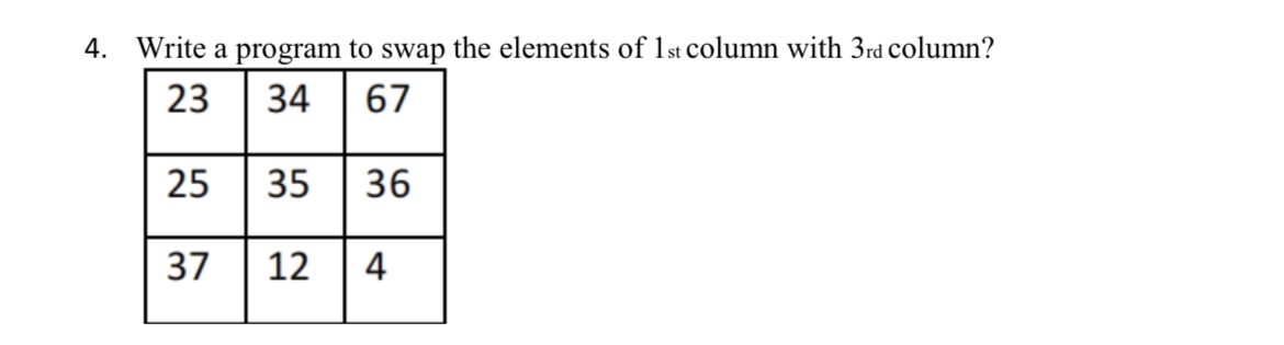  Write a program to swap the elements of 1st column with