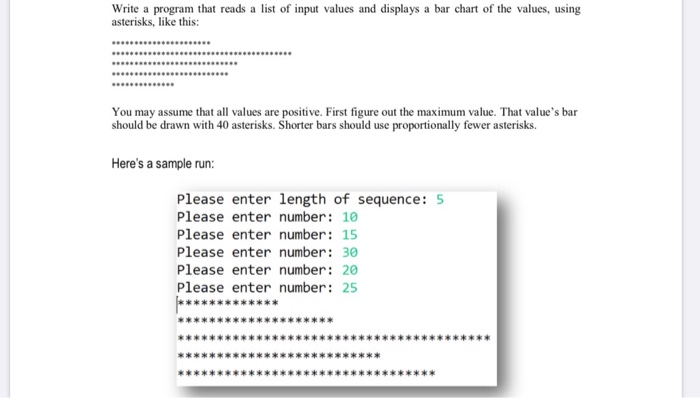and displays a bar chart of the values, using asterisks, like this: