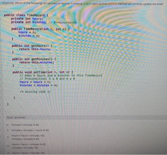 java (fast answer please) (3 points) Which of the following can be