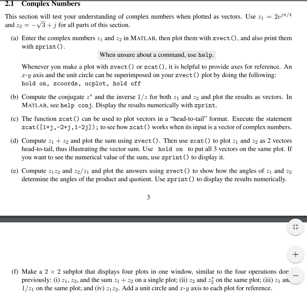 2.1 Complex Numbers This section will test your understanding of complex