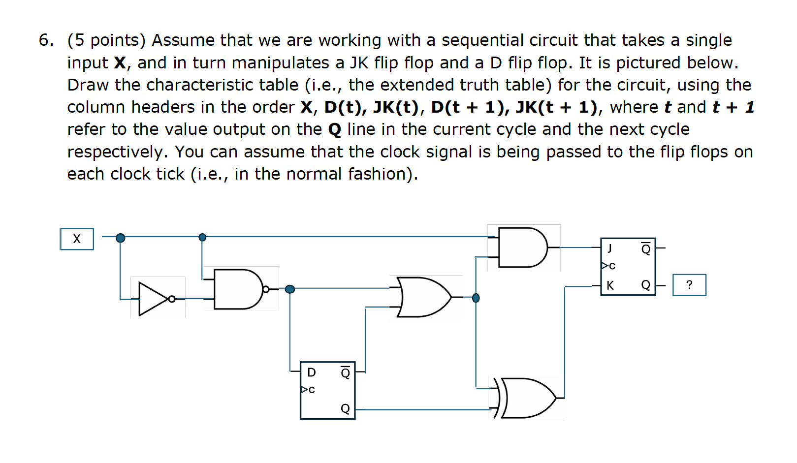  (5 points) Assume that we are working with a sequential circuit
