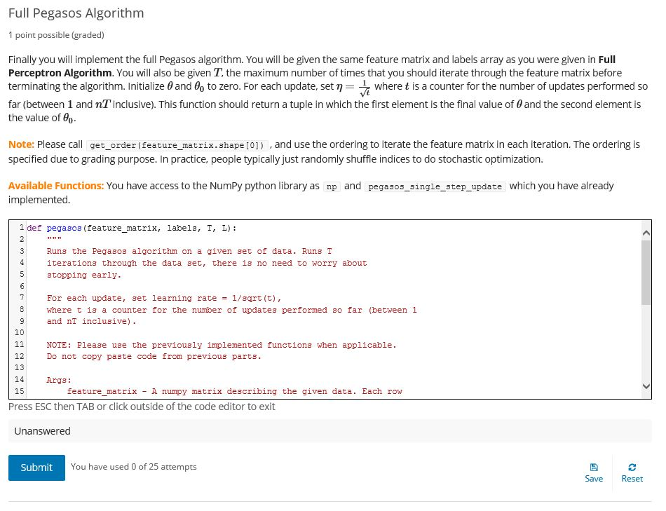 Pegasos algorithm. For more information, refer to the original paper at original