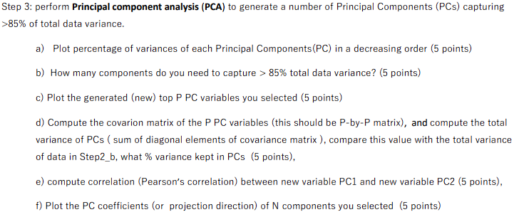 number of Principal Components (PCs) capturing 85% of total data variance. a)