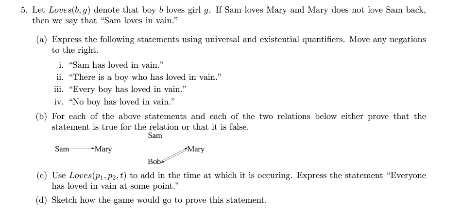  Let Loves (b,g) denote that boy b loves girl g. If