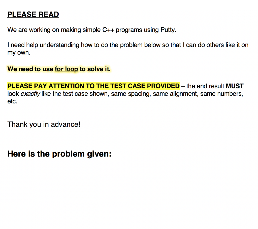  PLEASE READ We are working on making simple C++ programs using