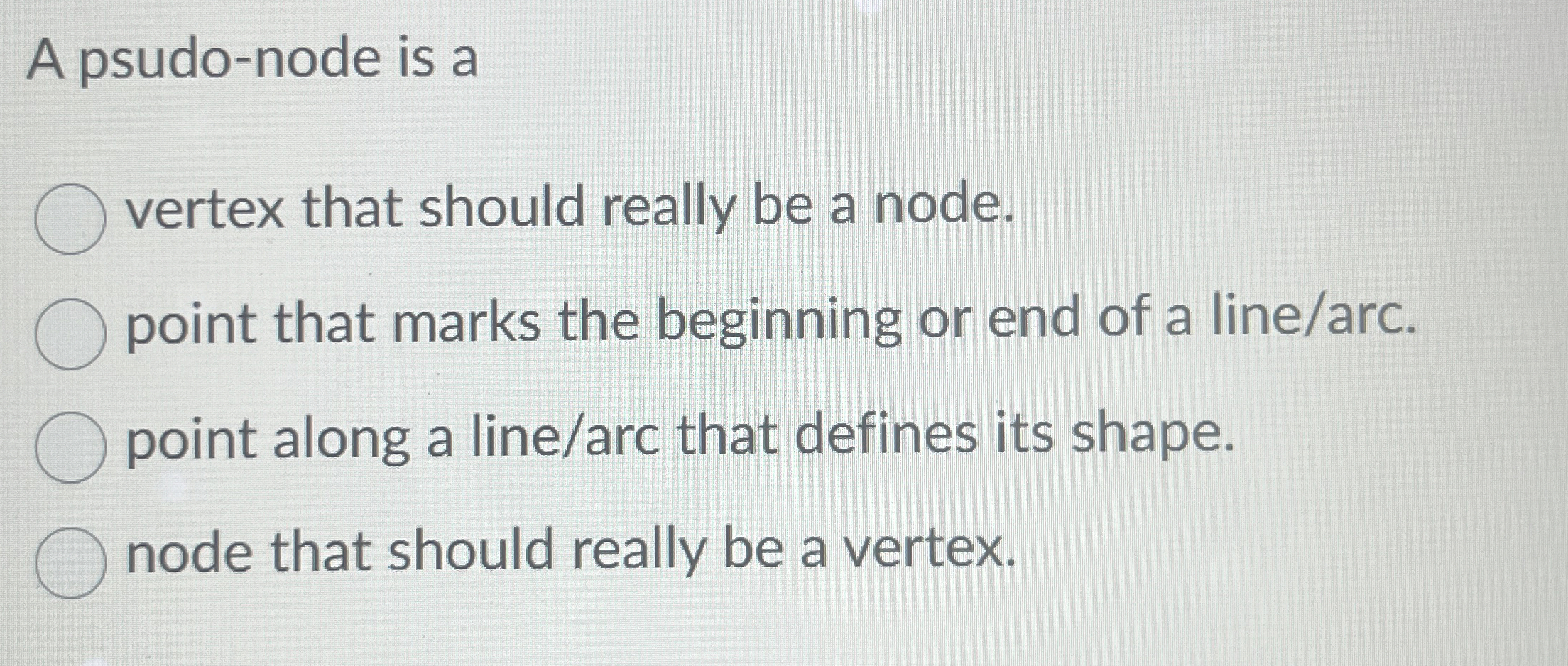  A psudo-node is a vertex that should really be a node.