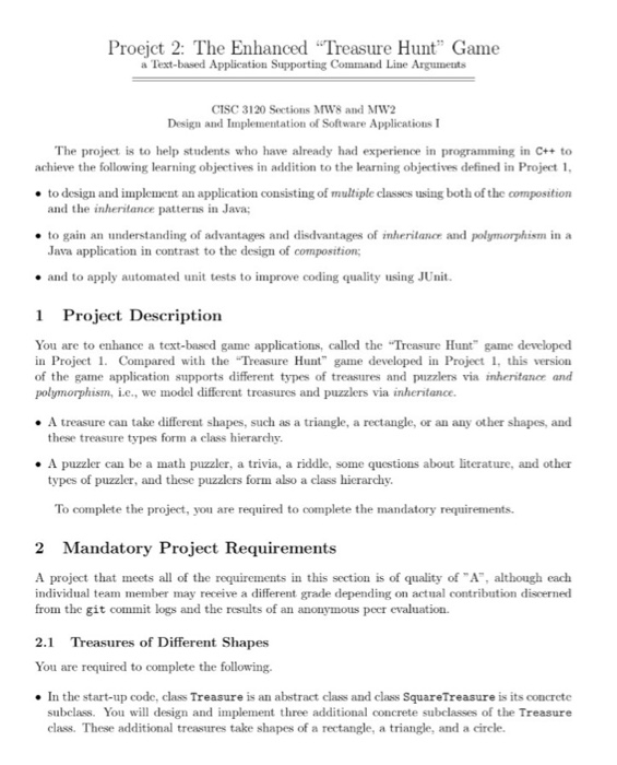  Proejct 2: The Enhanced "Treasure Hunt Game a Text-based Application Supporting