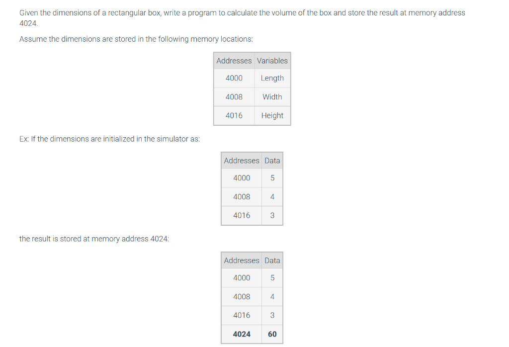  Given the dimensions of a rectangular box, write a program to