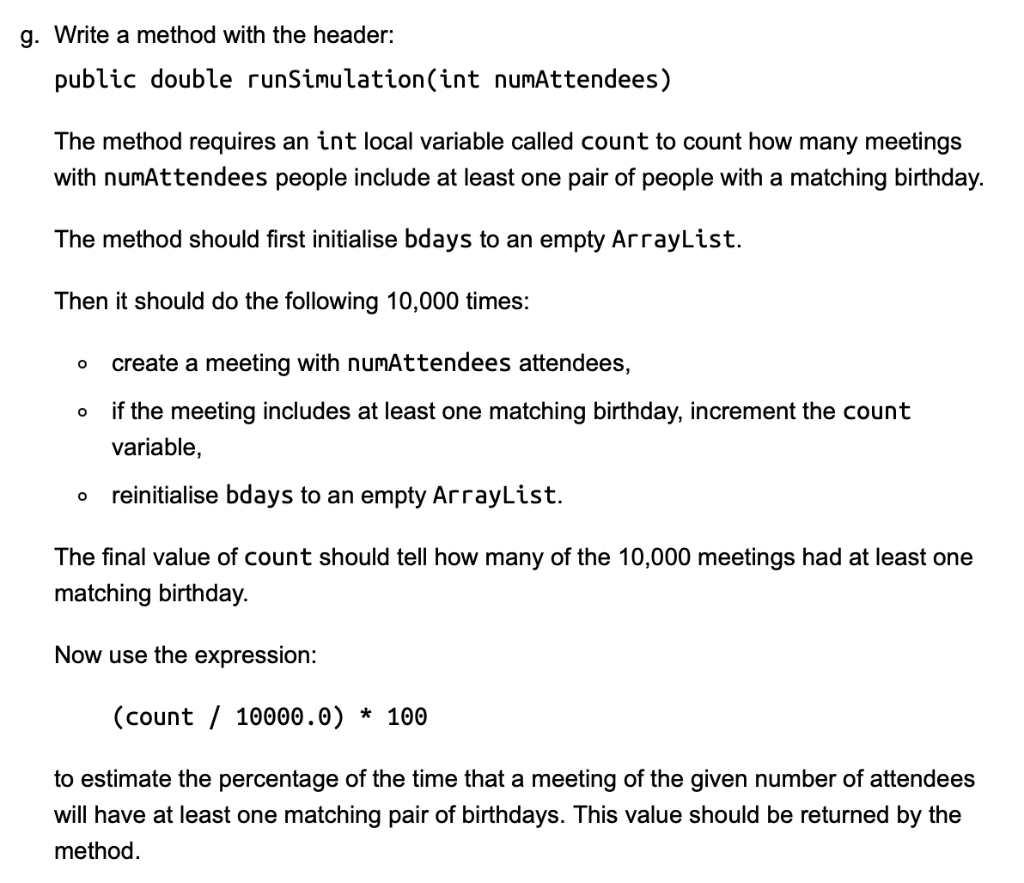 day in that month, if the argument is "February" the method should