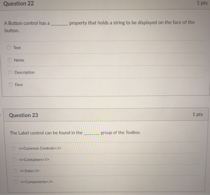 rectangle containing a caption written across its face O Button OBanner O
