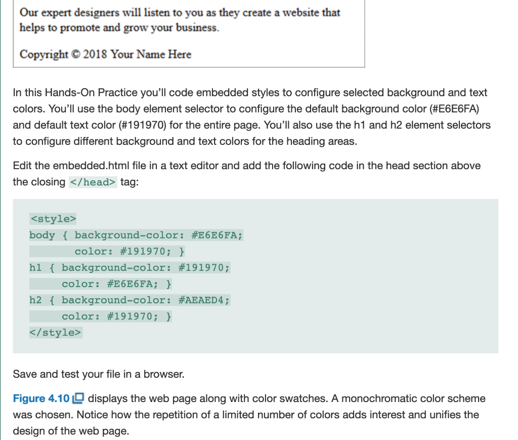 chapter4 folder in the student files. Save your page as embedded.html and
