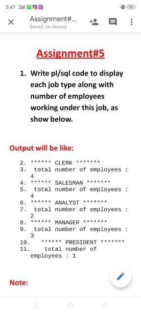  073 5:47 ADRE X Assignment#... Saved on device Assignment#5 1. Write