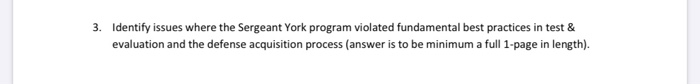  3. Identify issues where the Sergeant York program violated fundamental best