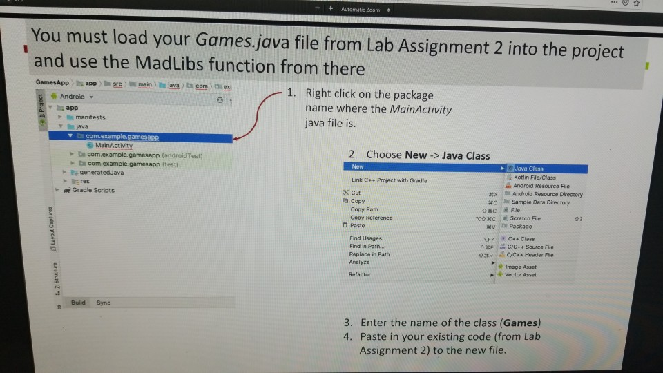  Automatic Zoom # You must load your Games.java file from Lab