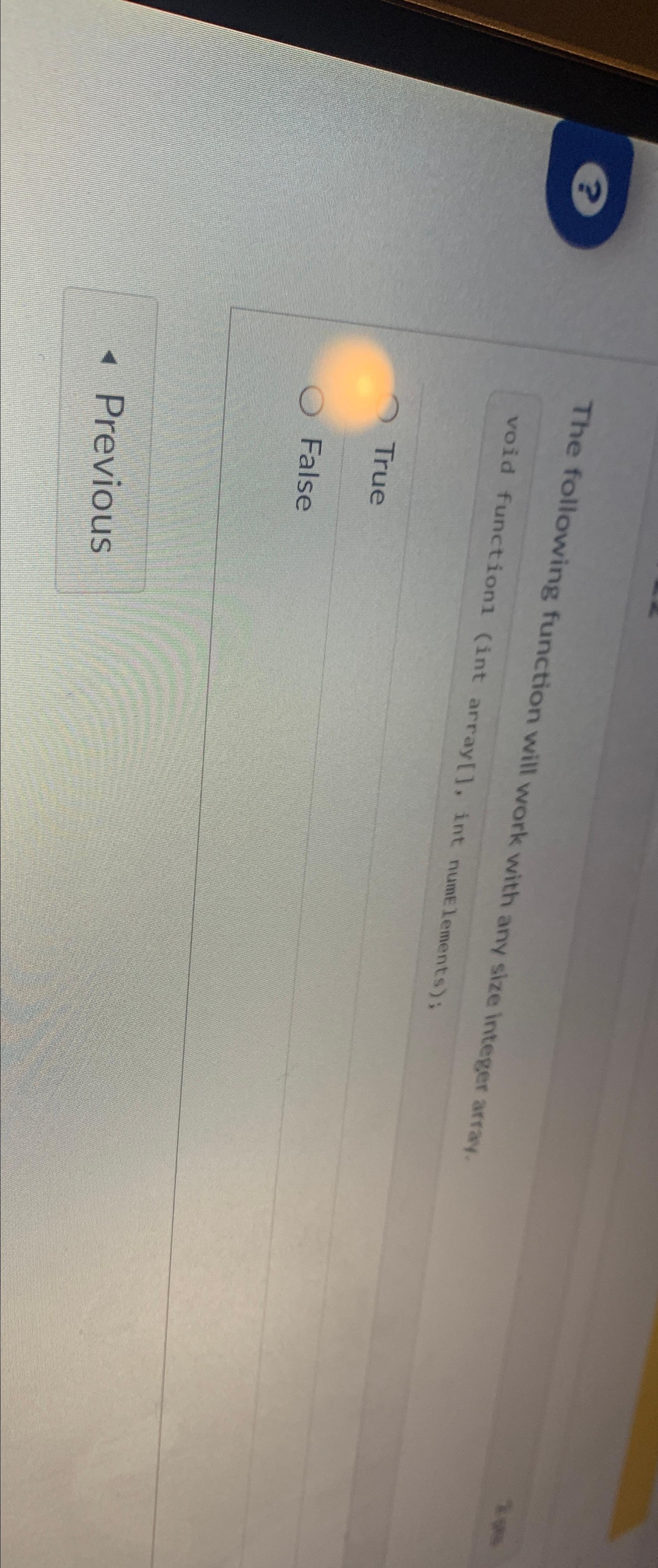  (3) The following function will work with any size integer array.