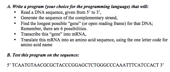  A. Write a program (your choice for the programming language) that