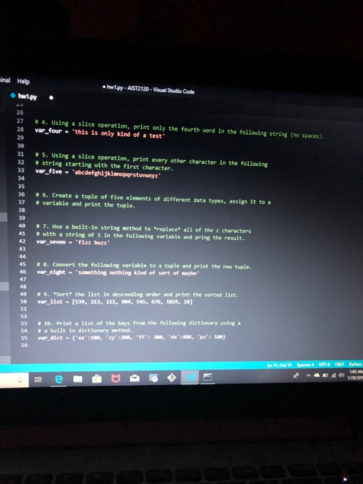  Help please inal Help ehwlpy-AIST2120-Visual Studio Code 26 27 # 4.