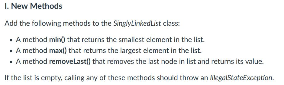  public class SinglyLinkedList { //stores reference to the first node in