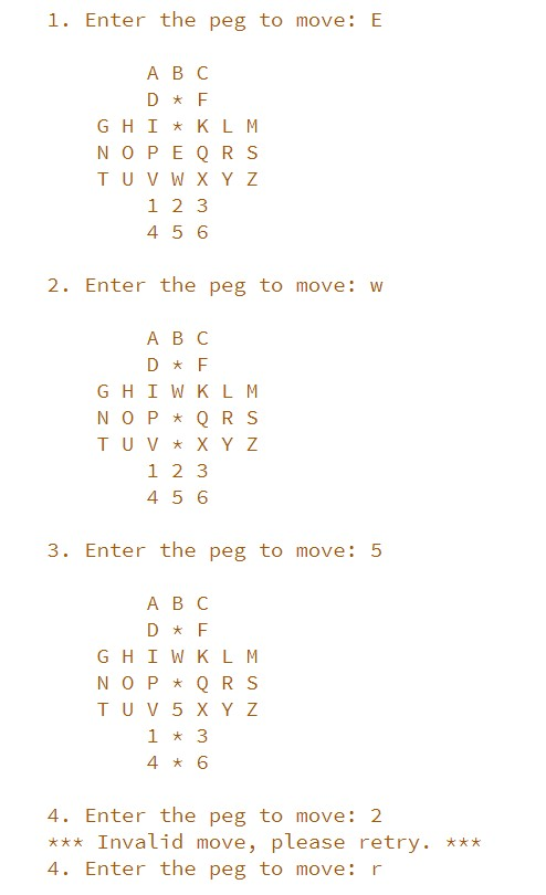 Need complete code for the program. Description: This program represents a peg