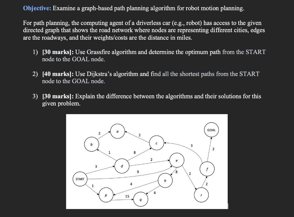  Objective: Examine a graph-based path planning algorithm for robot motion planning.