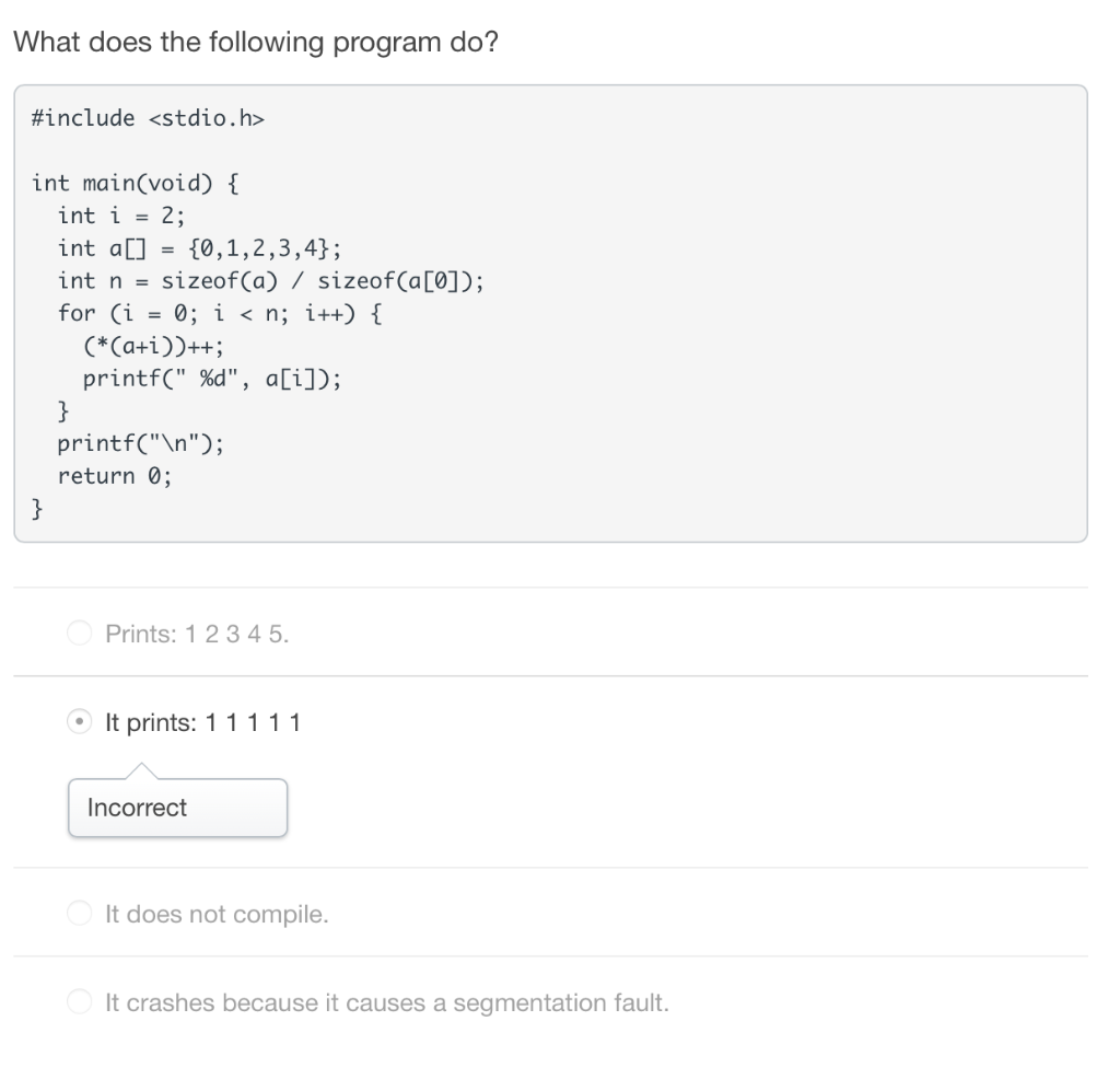 sizeof(a[0]); for (i = 0; i 