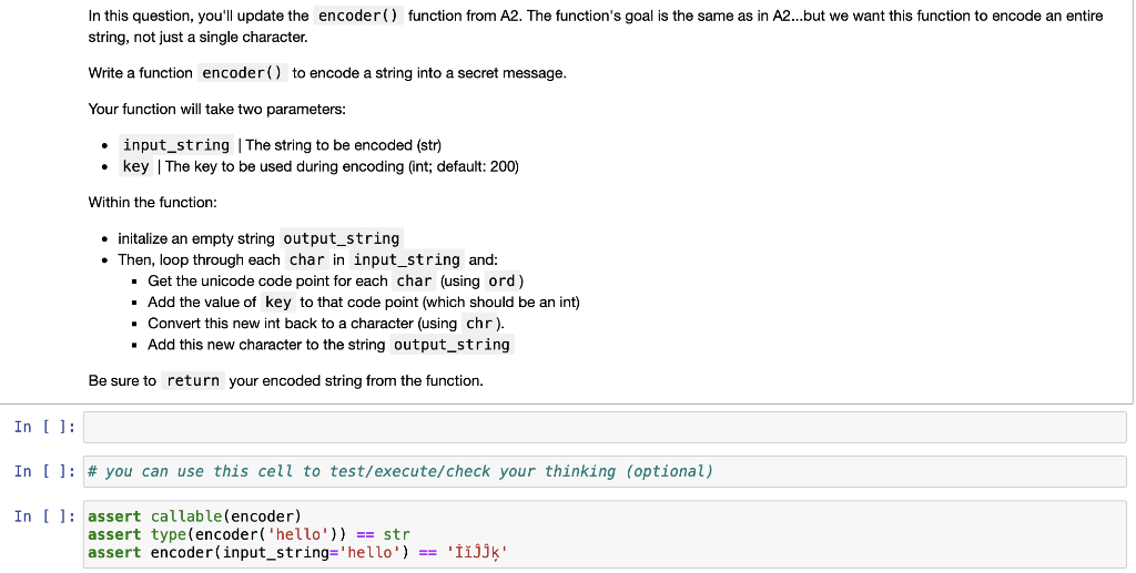 must be in python In this question, you'll update the encoder ()