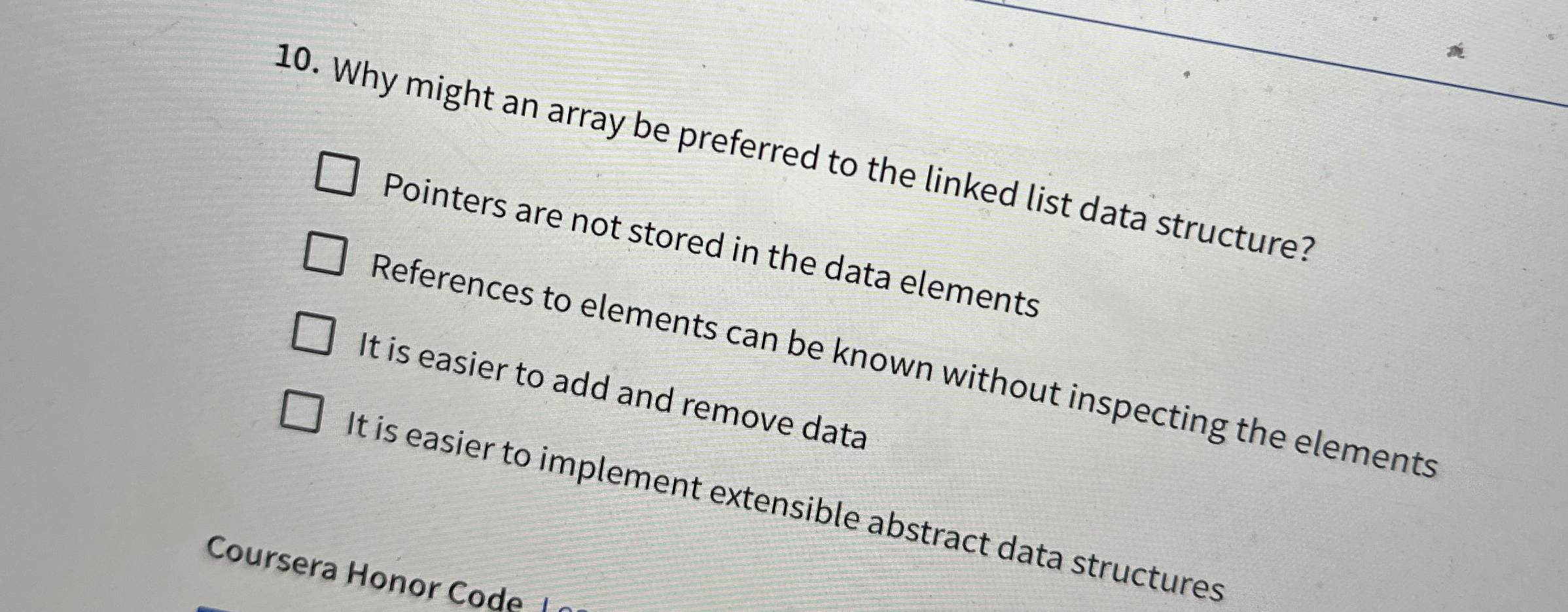  Why might an array be preferred to the linked list data